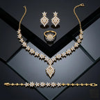 Floral Zirconia Gold-Plated Necklace Set